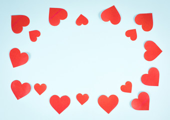 Red heart on a blue background.