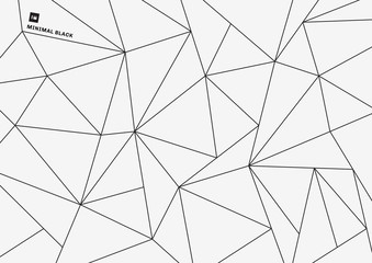 Fototapeta premium Abstract geometric triangle low polygon simple black line pattern on white background minimal style.