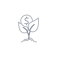 Financial tree. Vector linear icon isolated on white background.