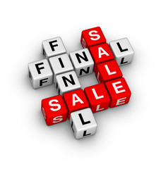 Final Sale Sign. 3D cubes crossword puzzle on white background.