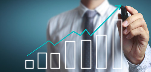 Hand drawing  chart, graph stock of growth