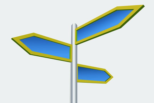 Vector 3d Render Road Sign Of Difference Direction