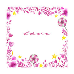 For Valentine day watercolor frame