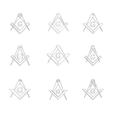 vector set with Masonic Square and Compasses for your design