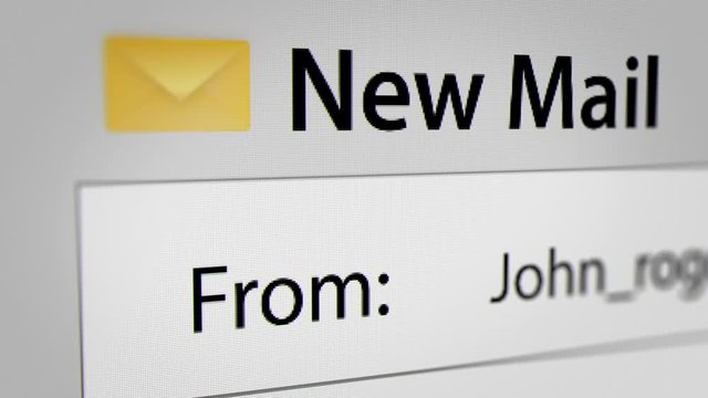 Animation of New Mail on Webmail. All data on the Footage are Fictional, Created Specially for This Concept