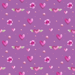 For Valentine day watercolor seamless pattern
