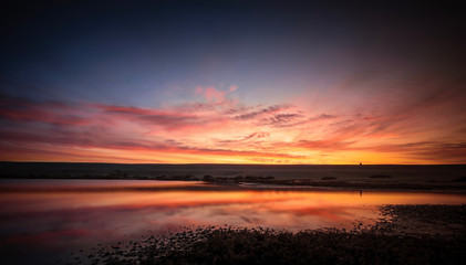 Fototapeta na wymiar Chesil Beach Winter Sunset