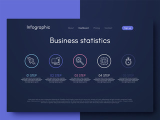 Vector graphics infographics with five options. Template for creating mobile applications, workflow layout, diagram, banner, web design, business reports with 5 steps