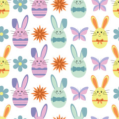 Lovely vector yellow, green egg bunnies with