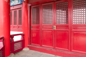 Chinese old red door
