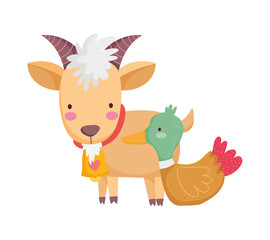 Fototapeta premium goat with bell duck farm animal cartoon