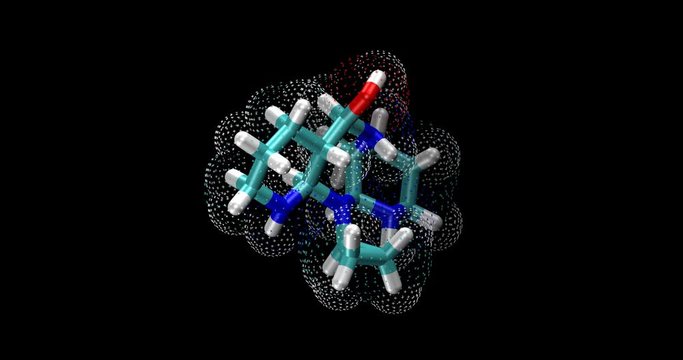 Nevirapine HIV/AIDS drug / HIV  non-nucleoside reverse transcriptase   inhibitor (NNRTI) inhibitor, 3d molecule   spinning on Y axis