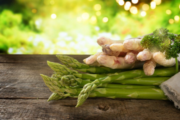Bunch of white and green asparagus