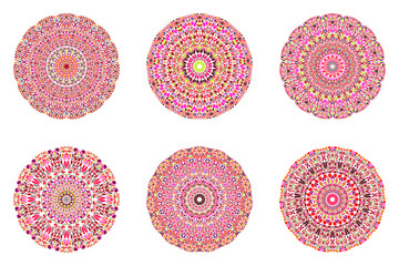 Round circular botanical pattern mandala set - geometrical abstract ornamental vector designs on background