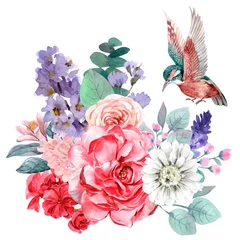 Behang boeket, plant, lente, schoonheid, bloemblad, bloei, bloem, aquarel. © Hasun