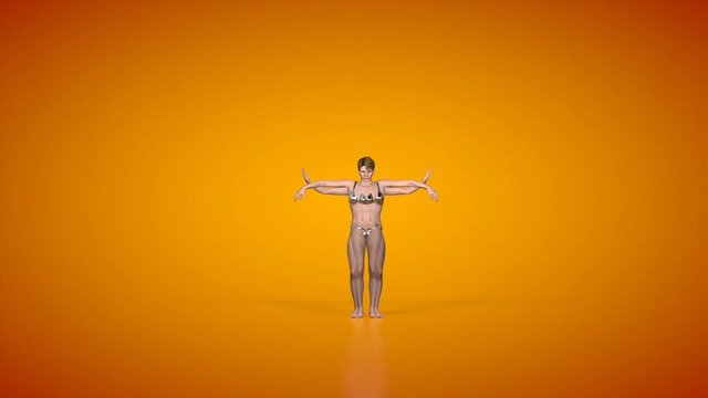 Beautiful woman belly dancing, hypnotical mirror moves, Luma Matte attached