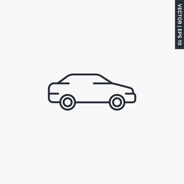 Car icon. Small sedan, linear style sign for mobile concept and web design