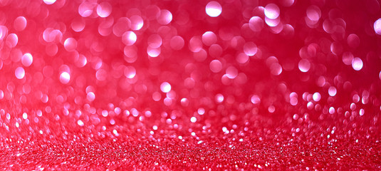 Abstract vintage background from glitter of red bokeh lights, blurred background,Banner