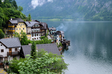 Fototapeta premium Amazing view of famous Hallstatt village in the Austrian Alps at Salzkammergut region, Austria