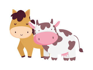 horse and cow farm animal cartoon