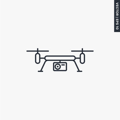Quadcopter and flying drone icon, linear style sign for mobile concept and web design