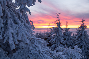 winter landscape beautiful sunset