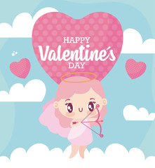 Happy valentines day cupid cartoon vector design