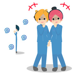 工場仲良しの二人と