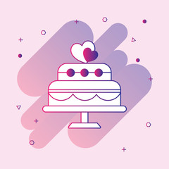  Wedding cake line icon