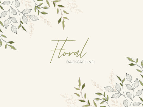 Floral Background Decorated with Leaves Branch.