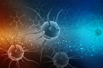 3d rendering Virus bacteria cells background