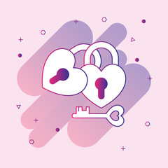  Heart lock with key line icon
