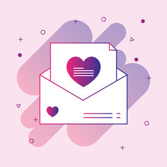  Open envelope with hearts line icon