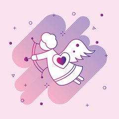  Cupid with bow and arrow flat line icon