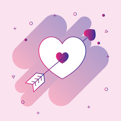  Cupid arrow in heart line icon