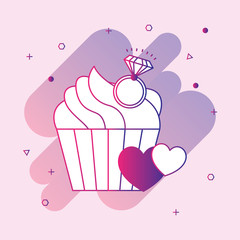  Cupcake with ring line icon