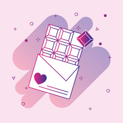  Chocolate bar with heart line icon