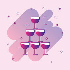 Stake of glasses line icon