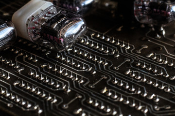 Nixie tubes on plate