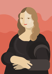 Portrait Mona Lisa. Leonardo da Vinci inspired. Abstract art, flat vector painting. 