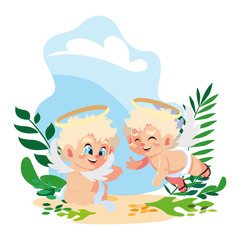 cute cupid angels in different poses, valentines day