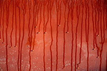 Morning dews rolls down from a wall. Lights and shadow