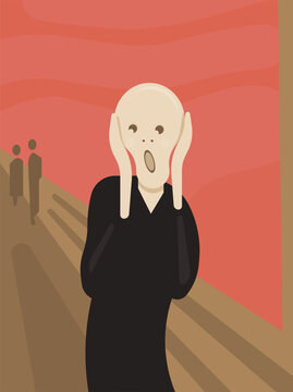 Scream. Edward Munch inspired. Abstract art, flat vector painting. 