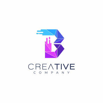 letter B logo design template. Art tech media app creative sign