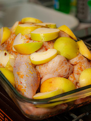 process of cooking duck in apples