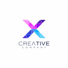 letter X logo design template. Art tech media app creative sign