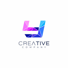 Fototapeta premium letter Y logo design template. Art tech media app creative sign