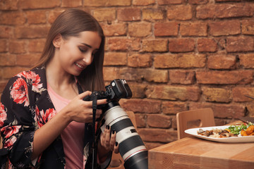 young beautiful woman at restaurant