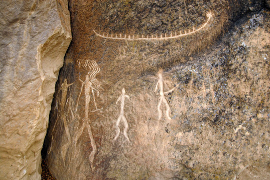 Prehistoric Petroglyphs (rock painting) are included in UNESCO World Heritage List. Gobustan National Park, Azerbaijan, Caucasus.