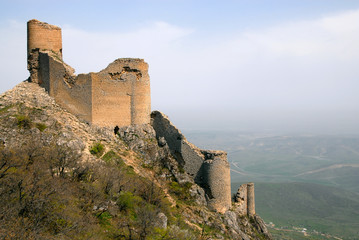 Fototapeta premium Ruins of Chirag Gala Fortress is one of the most interesting Sights in the country. Quba-Khachmaz Region, Azerbaijan, Caucasus.